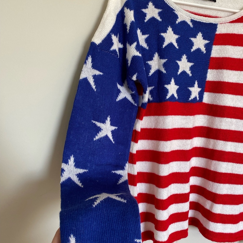 American Flag Knitted Style Light Sweatshirt